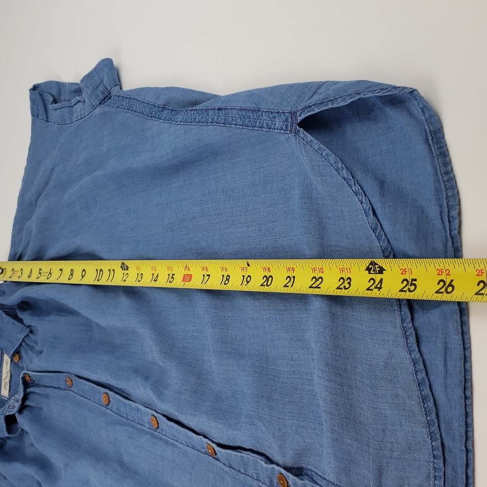 Madewell Central Drapey Button Front Shirt Size XS Bright Indigo Oversized - Picture 6 of 9
